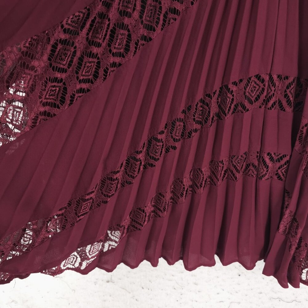 Self-Portrait Burgundy Lace Midi Dress - Picture 4 of 10